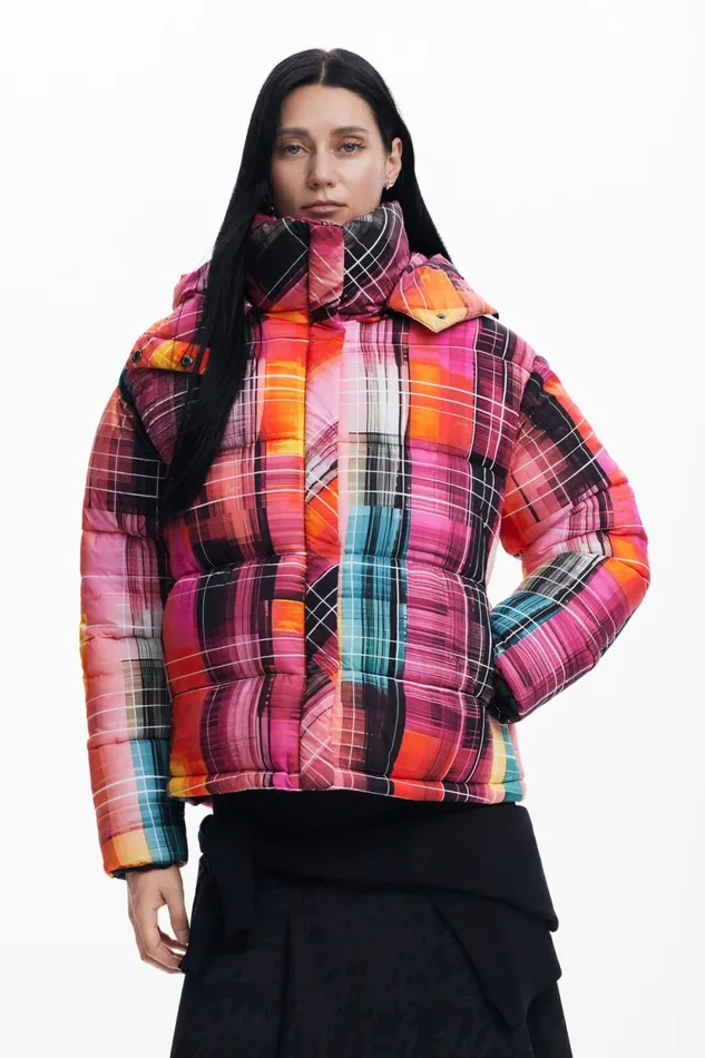 Coats And Jackets Women Desigual Quilted Check Coat Materialfinishes
