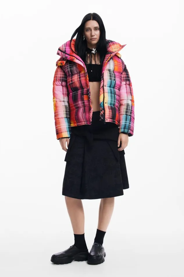 Coats And Jackets Women Desigual Quilted Check Coat Materialfinishes