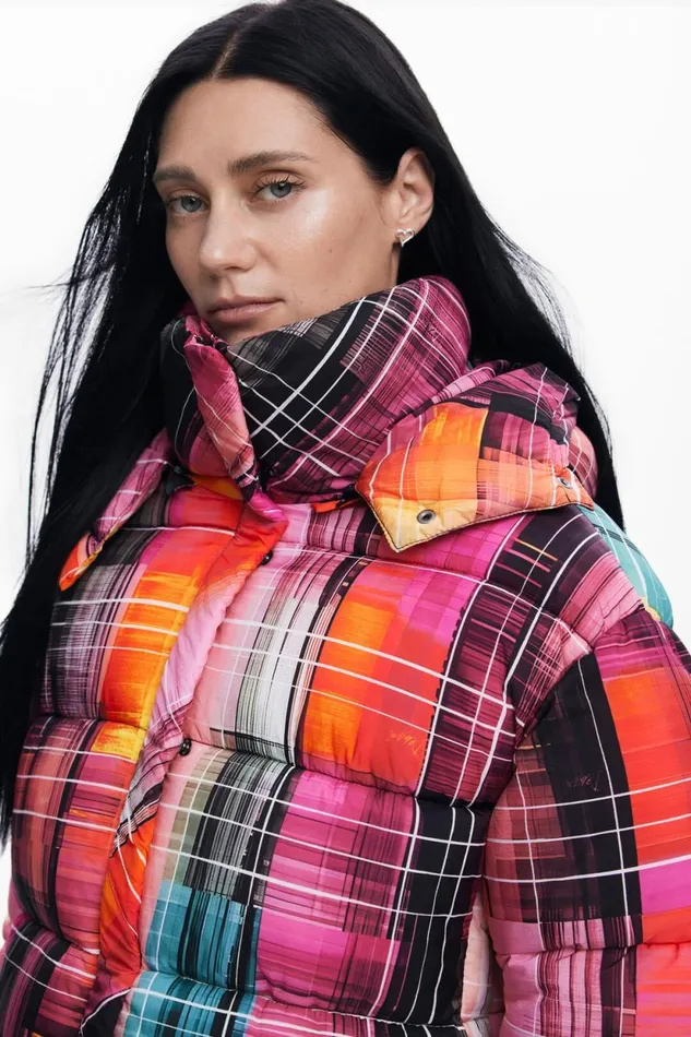 Coats And Jackets Women Desigual Quilted Check Coat Materialfinishes