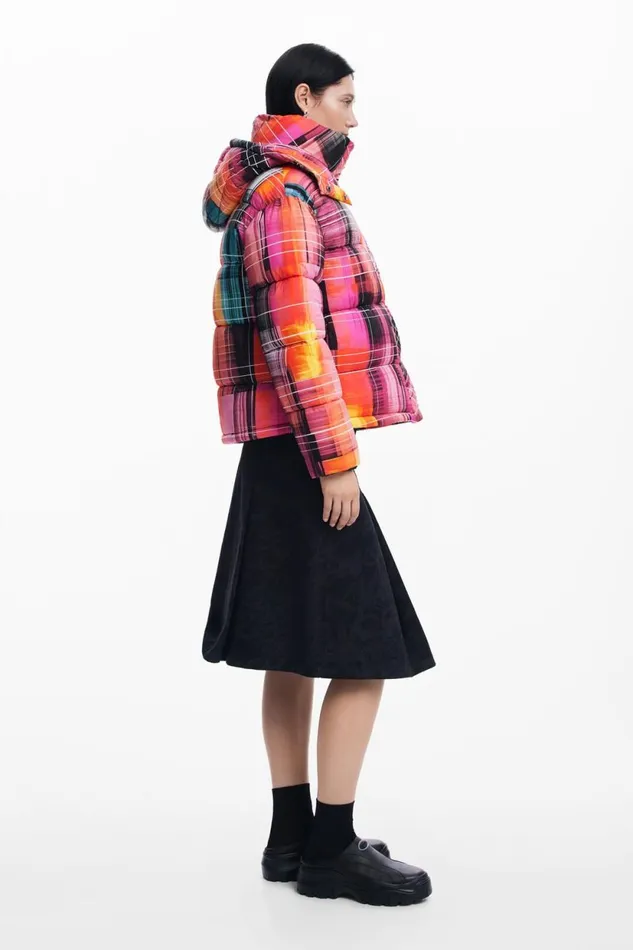 Coats And Jackets Women Desigual Quilted Check Coat Materialfinishes