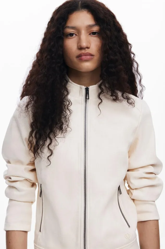 Coats And Jackets Women Desigual Slim Biker Jacket White