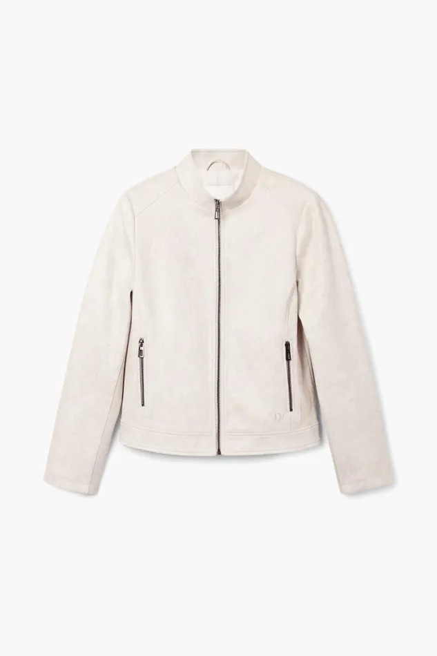 Coats And Jackets Women Desigual Slim Biker Jacket White