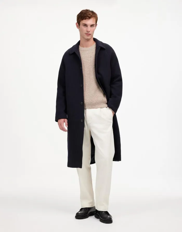 Coats Jackets Men Madewell RaglanSleeve Topcoat In Italian Fabric Deep Navy