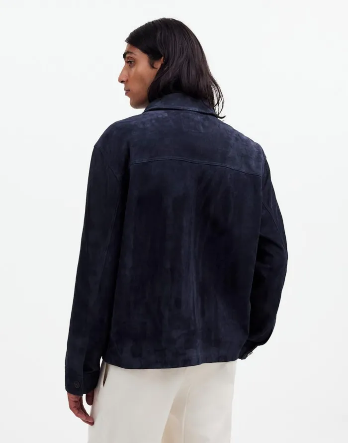 Coats Jackets Men Madewell Suede Leather Boxy ShirtJacket Dark Indigo