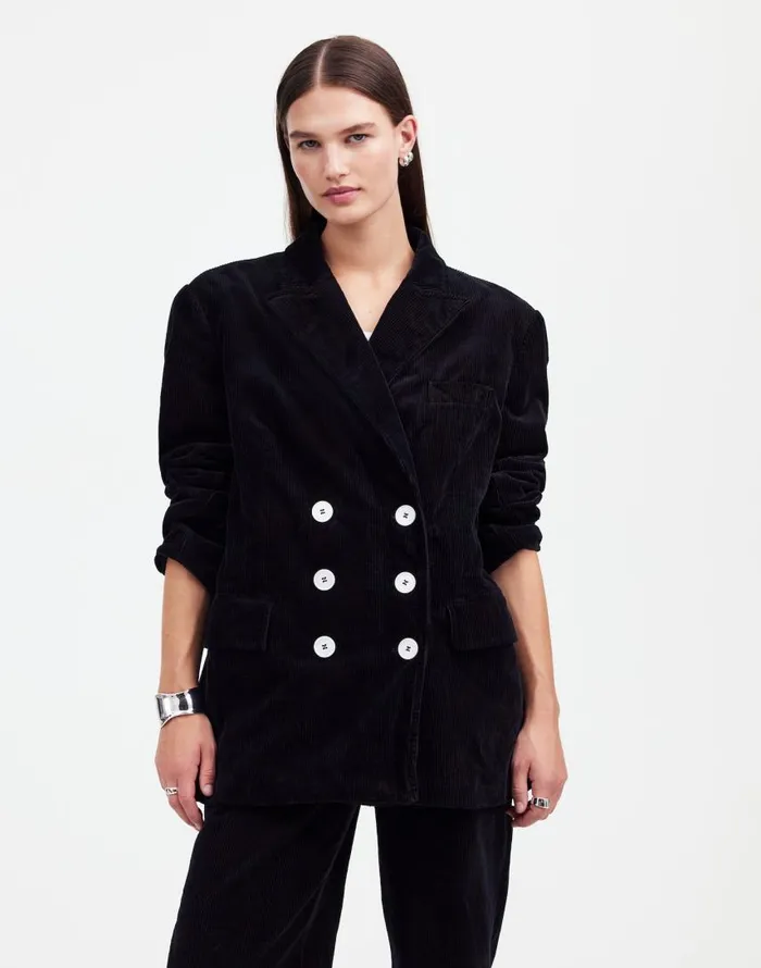 Coats Jackets Women Madewell Alexa Chung For Madewell DoubleBreasted Blazer In Corduroy Jet Black Coats Jackets Women Madewell Alexa Chung For Madewell DoubleBreasted Blazer In Corduroy Jet Black
