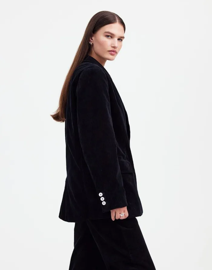 Coats Jackets Women Madewell Alexa Chung For Madewell DoubleBreasted Blazer In Corduroy Jet Black