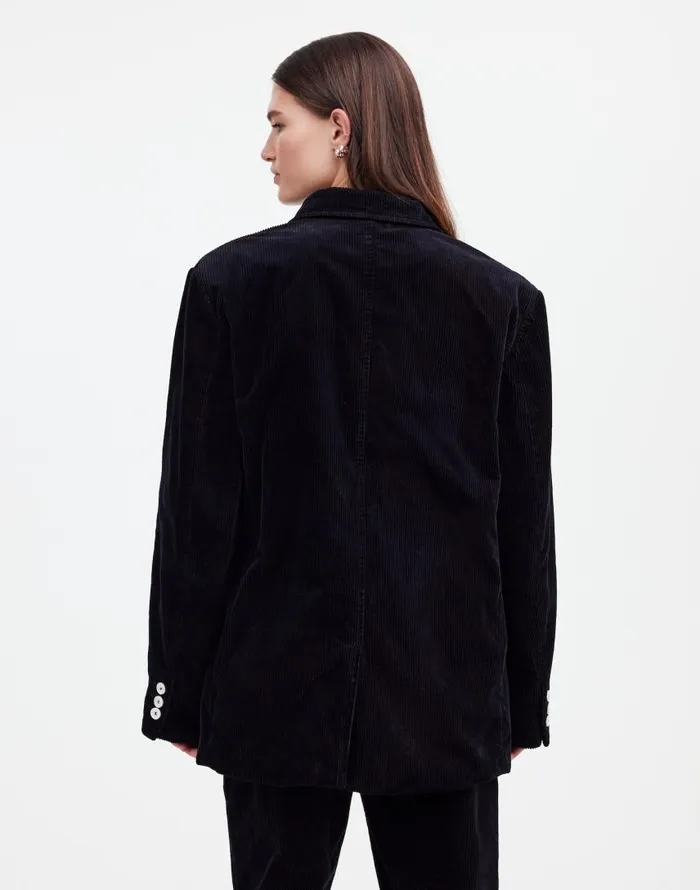 Coats Jackets Women Madewell Alexa Chung For Madewell DoubleBreasted Blazer In Corduroy Jet Black