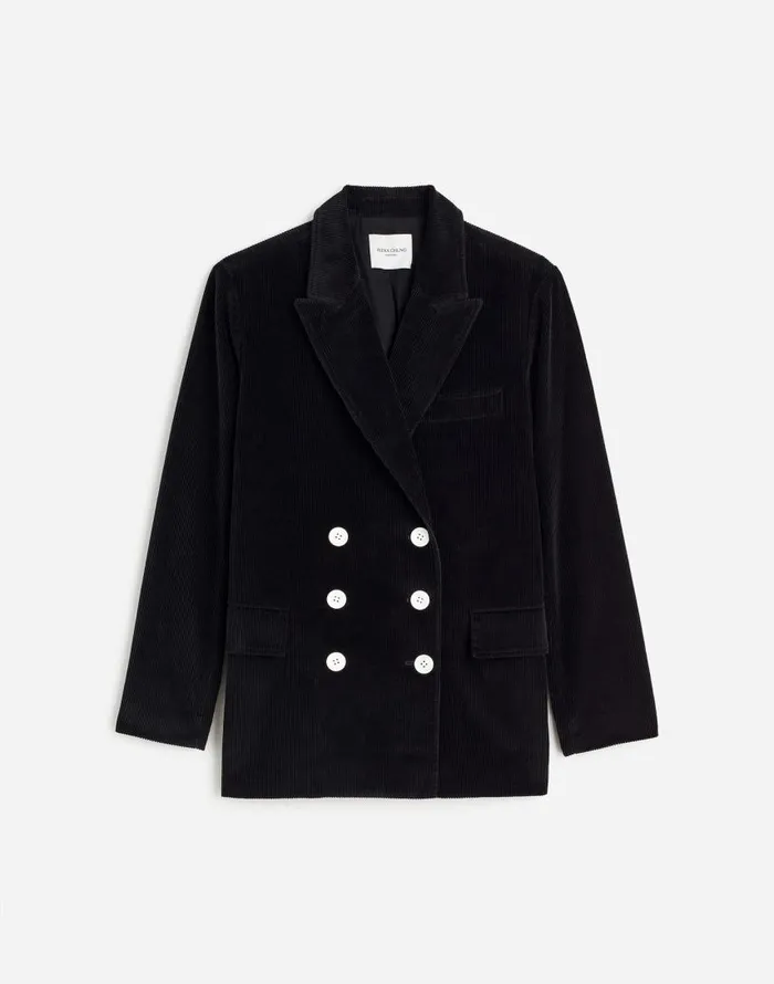 Coats Jackets Women Madewell Alexa Chung For Madewell DoubleBreasted Blazer In Corduroy Jet Black