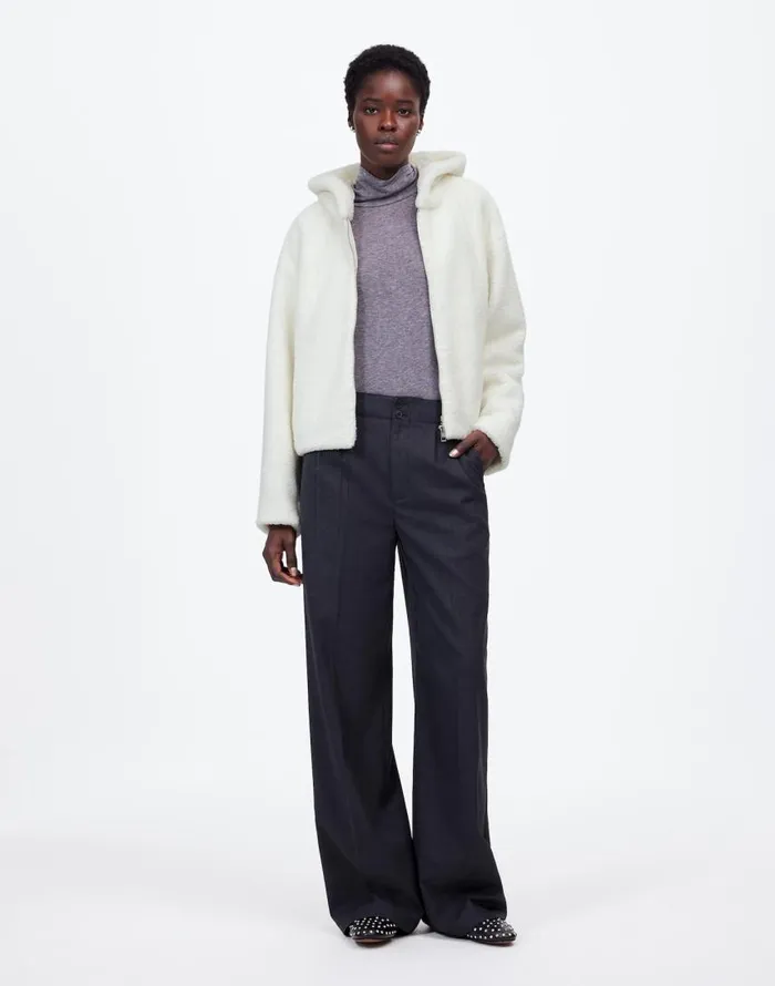 Coats Jackets Women Madewell Sherpa ZipFront Bomber Jacket Winter White
