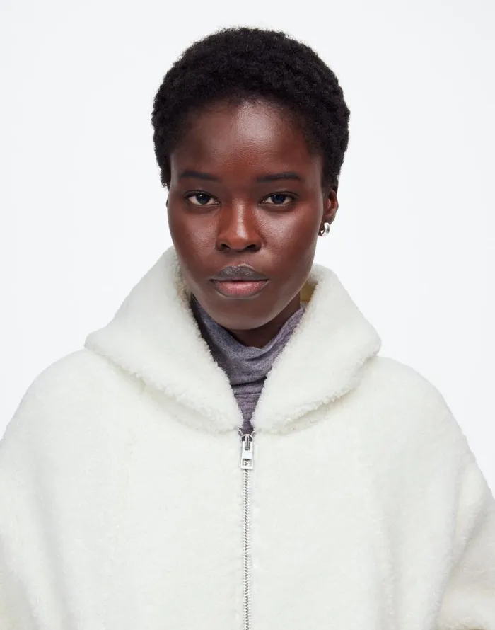 Coats Jackets Women Madewell Sherpa ZipFront Bomber Jacket Winter White