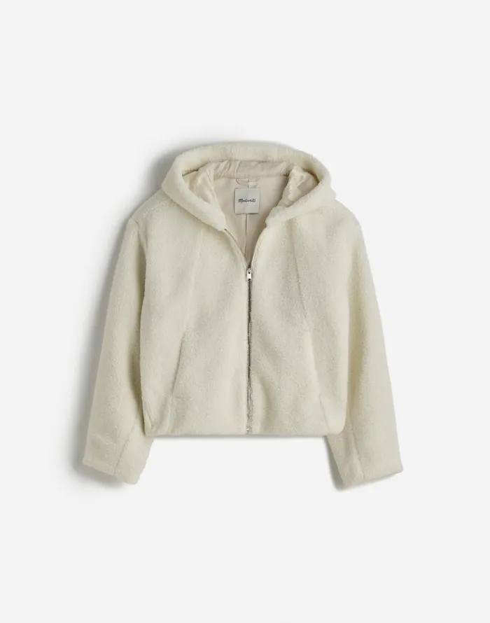 Coats Jackets Women Madewell Sherpa ZipFront Bomber Jacket Winter White