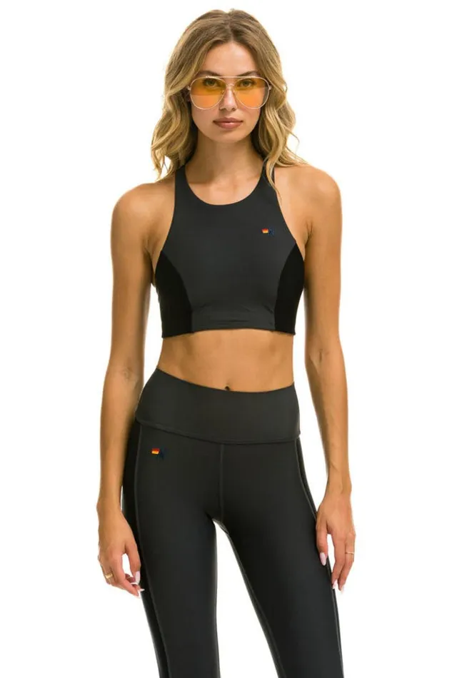 Color Block Racer Sports Bra 8211 Titanium Women Aviator Nation Sports Bras