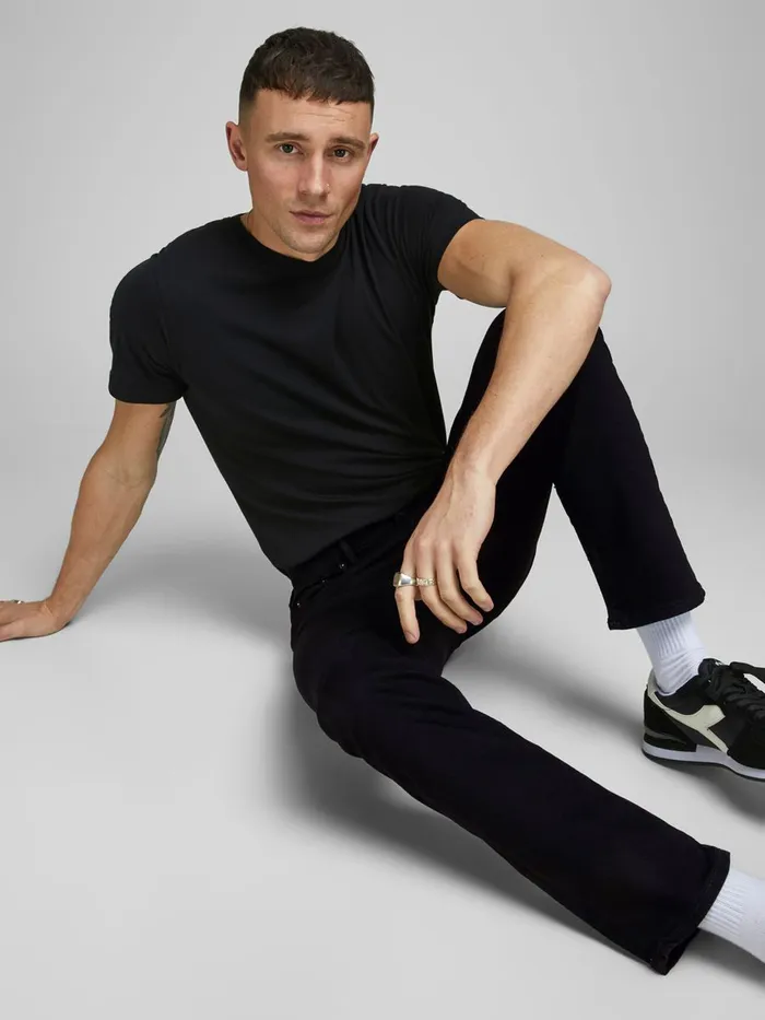 Comfort Jeans JACK and JONES Mens MIKE ORIGINAL AM 046 LID COMFORT FIT JEANS Black Black Denim