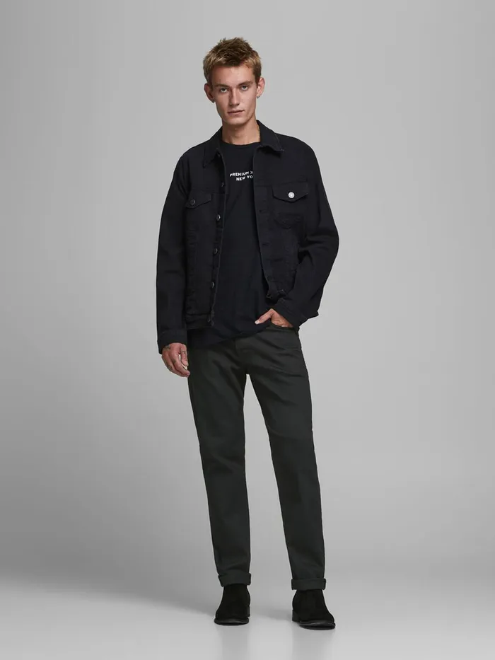 Comfort Jeans JACK and JONES Mens MIKE ORIGINAL JOS 199 COMFORT FIT JEANS Black Black Denim
