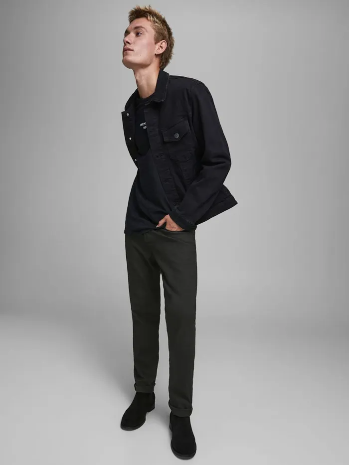 Comfort Jeans JACK and JONES Mens MIKE ORIGINAL JOS 199 COMFORT FIT JEANS Black Black Denim
