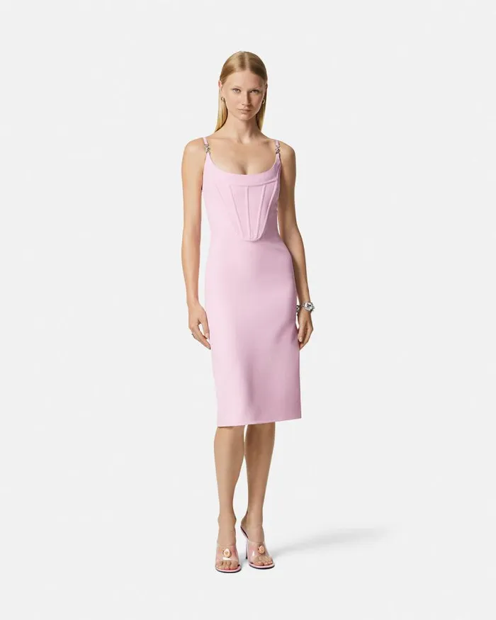Corset Midi Dress Light Pink Women Versace Dresses