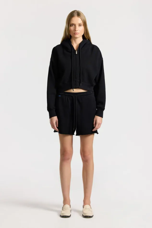 COTTON CITIZEN Boston Crop Hoodie Jet Black Women Sweatshirts COTTON CITIZEN Boston Crop Hoodie Jet Black Women Sweatshirts