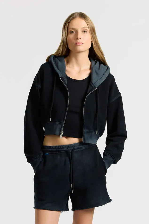 COTTON CITIZEN Boston Crop Hoodie Vintage Black Women Sweatshirts