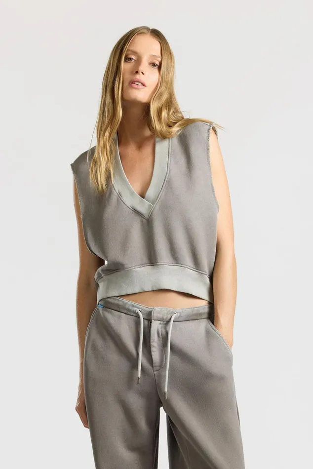 COTTON CITIZEN Geneva Cut Off Vintage Cement Women Sweatshirts