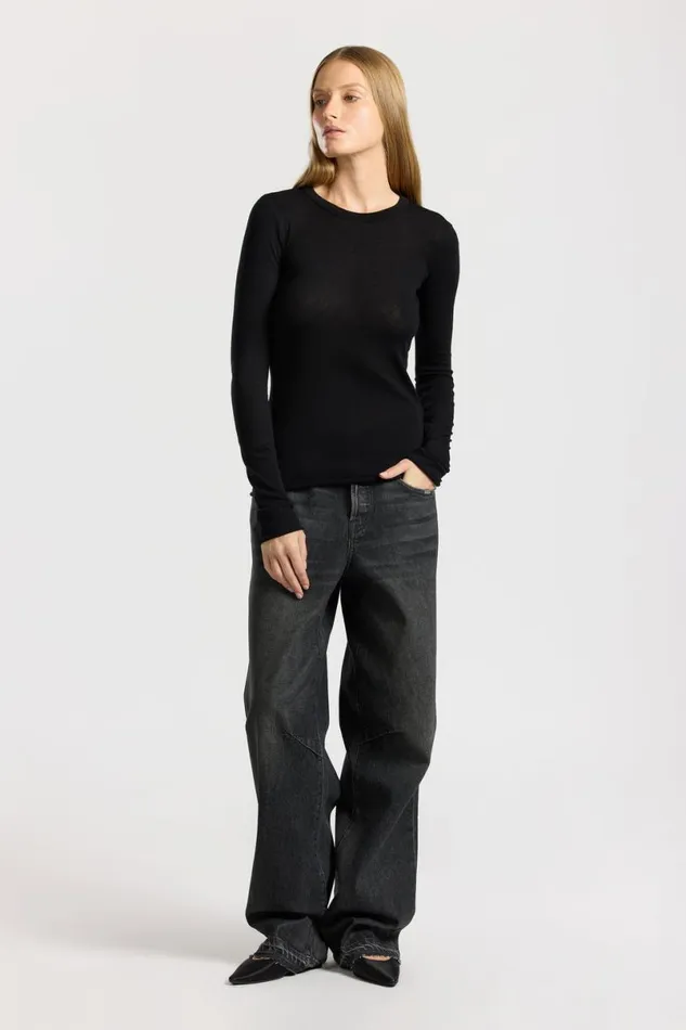 COTTON CITIZEN Marbella Long Sleeve Shirt Jet Black Women Shirts COTTON CITIZEN Marbella Long Sleeve Shirt Jet Black Women Shirts