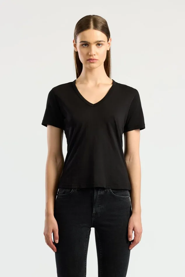 COTTON CITIZEN Standard VNeck Tee Jet Black Women Tees