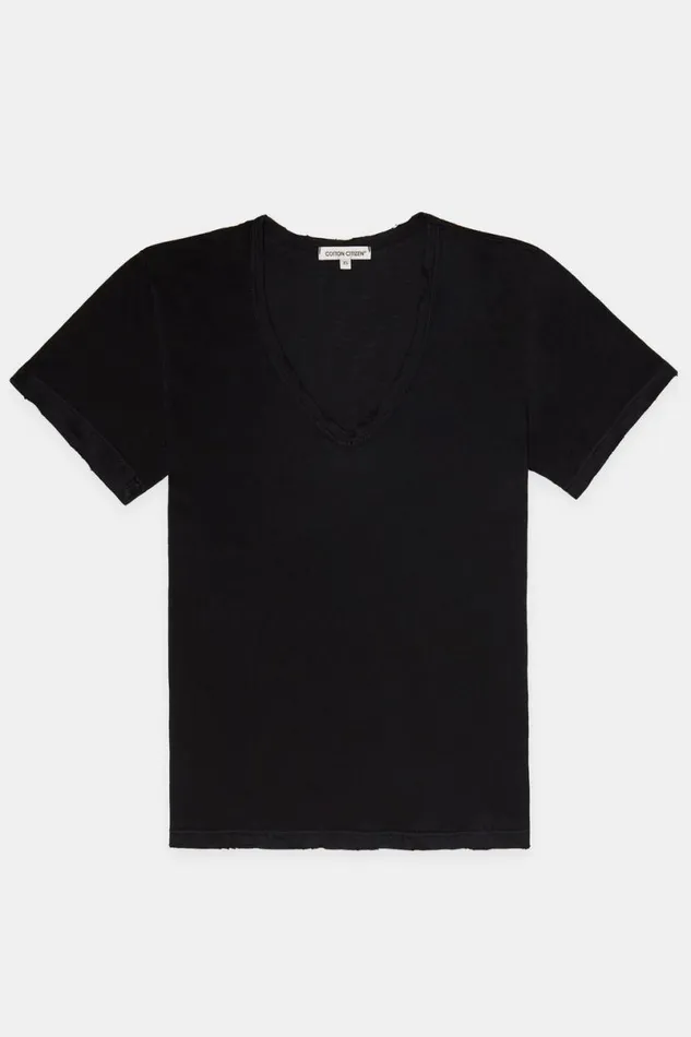 COTTON CITIZEN Standard VNeck Tee Jet Black Women Tees COTTON CITIZEN Standard VNeck Tee Jet Black Women Tees