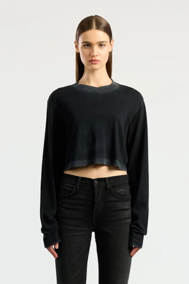 COTTON CITIZEN Tokyo Crop Shirt Vintage Black Women Shirts