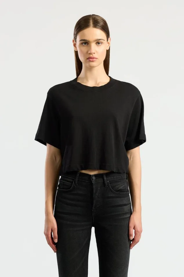 COTTON CITIZEN Tokyo Crop Tee Jet Black Women Tees