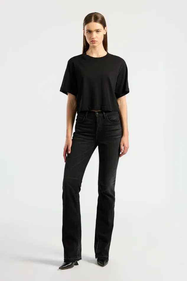 COTTON CITIZEN Tokyo Crop Tee Jet Black Women Tees COTTON CITIZEN Tokyo Crop Tee Jet Black Women Tees