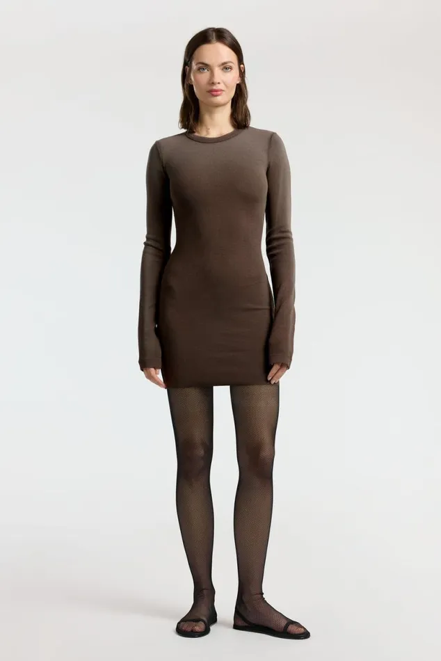 COTTON CITIZEN Verona Crewneck Mini Dress Chocolate Cast Women Dresses Skirts COTTON CITIZEN Verona Crewneck Mini Dress Chocolate Cast Women Dresses Skirts