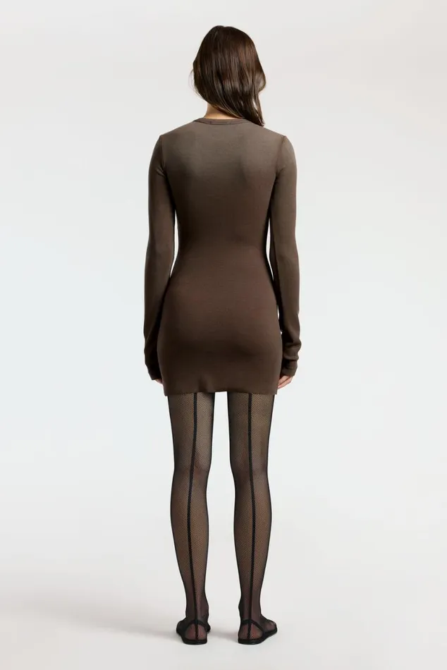 COTTON CITIZEN Verona Crewneck Mini Dress Chocolate Cast Women Dresses Skirts COTTON CITIZEN Verona Crewneck Mini Dress Chocolate Cast Women Dresses Skirts