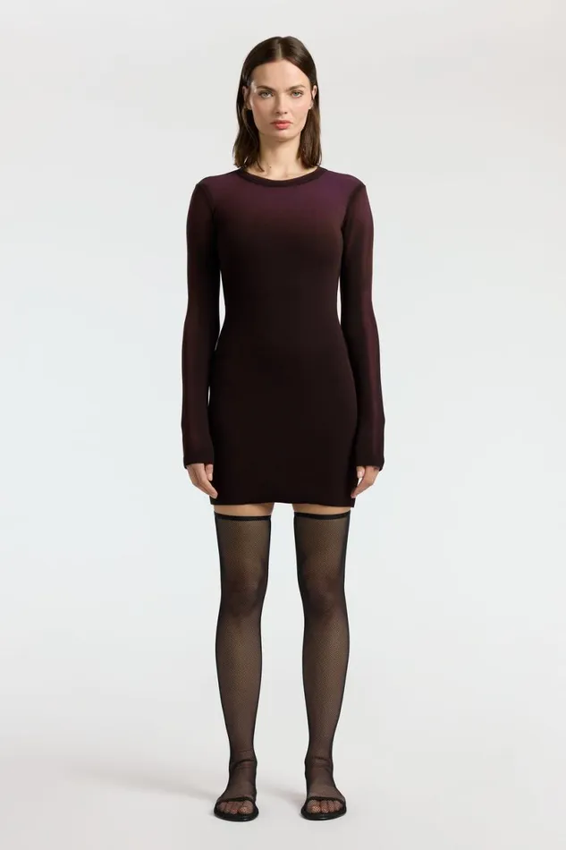 COTTON CITIZEN Verona Crewneck Mini Dress Eggplant Cast Women Dresses Skirts