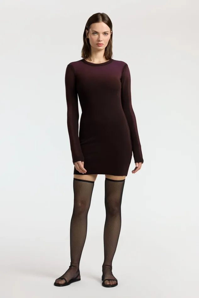 COTTON CITIZEN Verona Crewneck Mini Dress Eggplant Cast Women Dresses Skirts COTTON CITIZEN Verona Crewneck Mini Dress Eggplant Cast Women Dresses Skirts