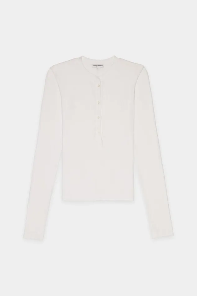COTTON CITIZEN Verona Henley White Women Shirts COTTON CITIZEN Verona Henley White Women Shirts