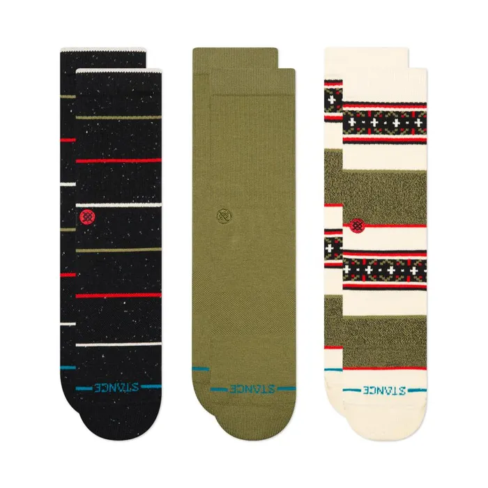 Cotton Crew Socks 3 Pack Greetings 8211 Black MenWomen Stance Crew