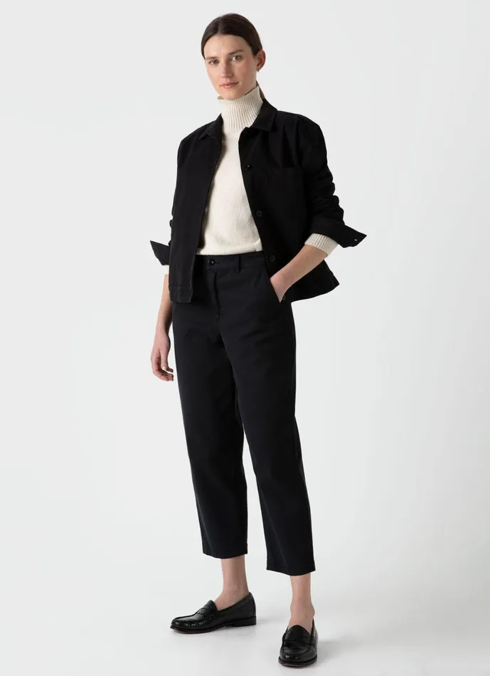 Cotton Tapered Trouser Black Women SUNSPEL Pants