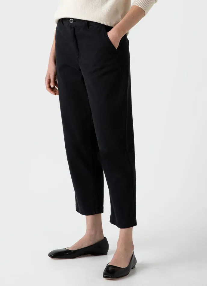 Cotton Tapered Trouser Black Women SUNSPEL Pants