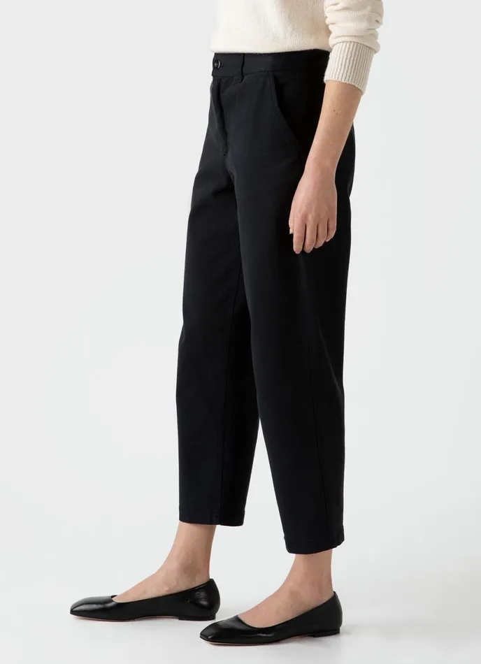 Cotton Tapered Trouser Black Women SUNSPEL Pants