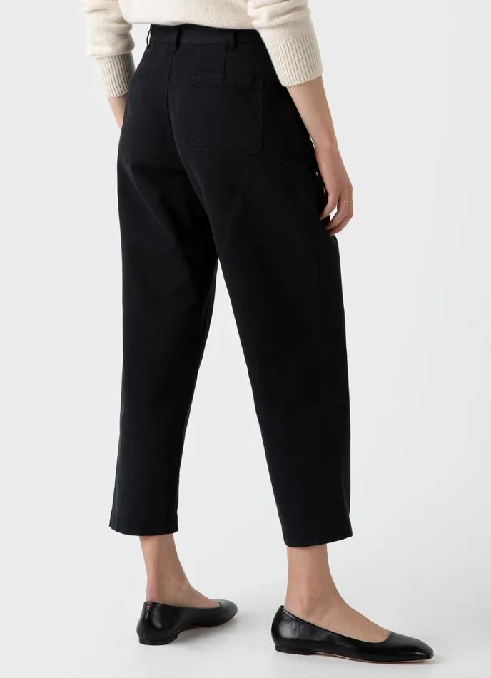 Cotton Tapered Trouser Black Women SUNSPEL Pants