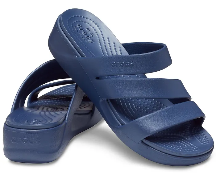 Crocs Monterey Strappy Wedge Navy Women Wedges Crocs