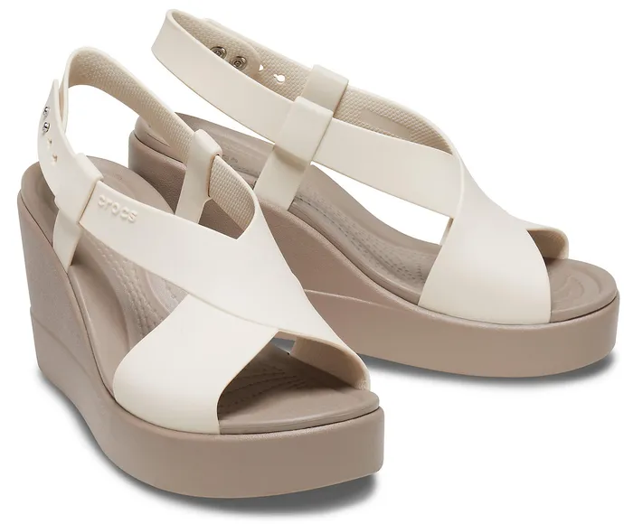 Crocs Sandals Women Crocs Brooklyn High Wedge Stucco Mushroom
