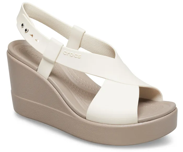 Crocs Sandals Women Crocs Brooklyn High Wedge Stucco Mushroom