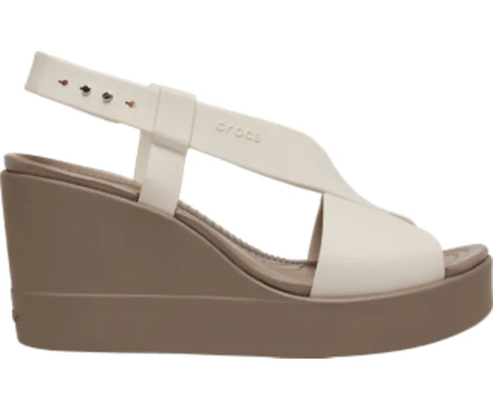 Crocs Sandals Women Crocs Brooklyn High Wedge Stucco Mushroom
