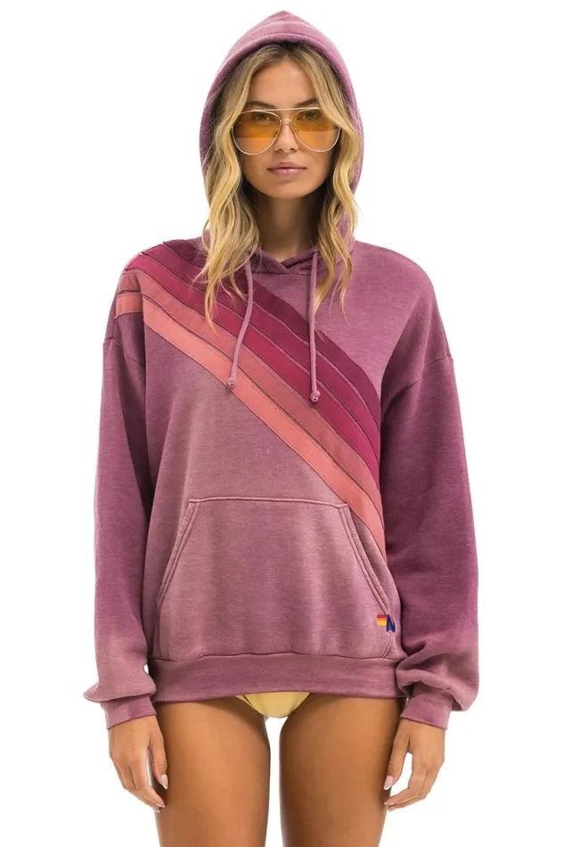 Cross Stripe Relaxed Pullover Hoodie 8211 Faded Berry WomenMen Aviator Nation Hoodies Cross Stripe Relaxed Pullover Hoodie 8211 Faded Berry WomenMen Aviator Nation Hoodies