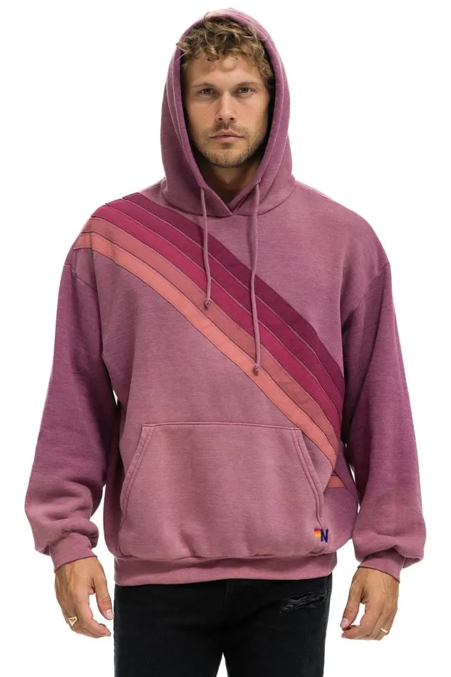 Cross Stripe Relaxed Pullover Hoodie 8211 Faded Berry WomenMen Aviator Nation Hoodies