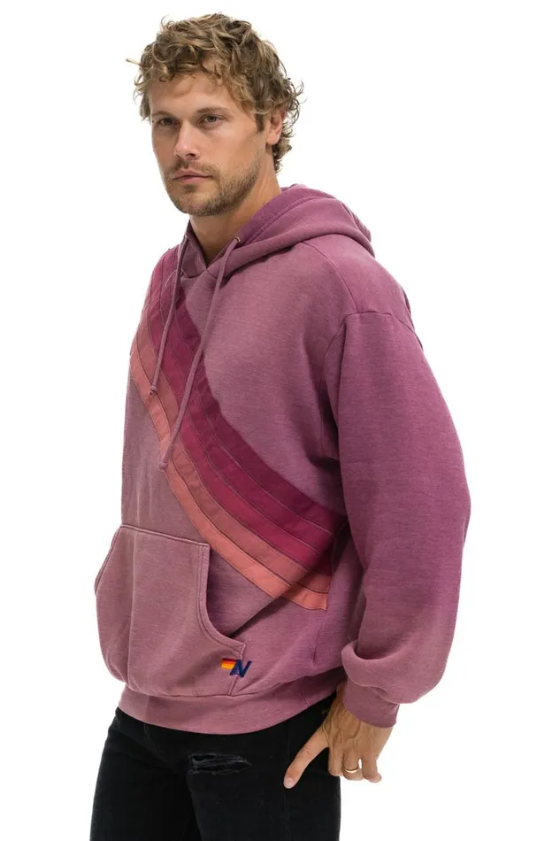 Cross Stripe Relaxed Pullover Hoodie 8211 Faded Berry WomenMen Aviator Nation Hoodies