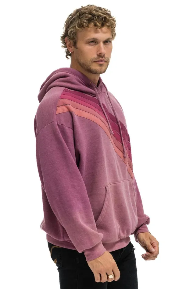 Cross Stripe Relaxed Pullover Hoodie 8211 Faded Berry WomenMen Aviator Nation Hoodies