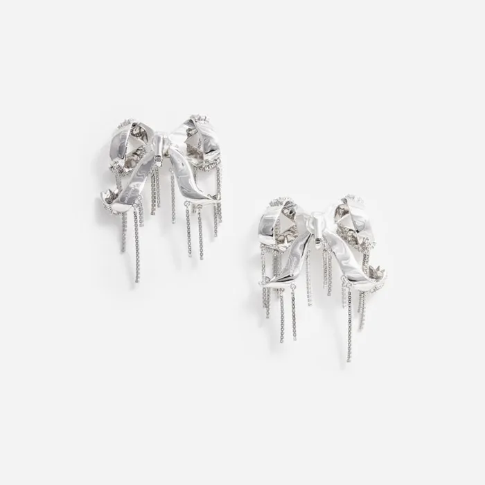 Crystal Embellished Bow Earrings Women Self Portrait Jewellery Crystal Embellished Bow Earrings Women Self Portrait Jewellery