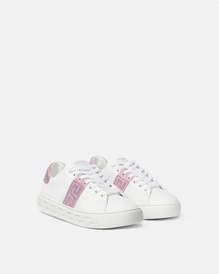 Crystal Greca Sneakers Pinkprint Women Versace Sneakers