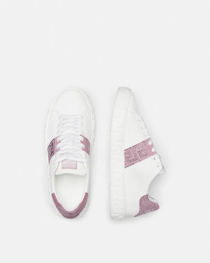 Crystal Greca Sneakers Pinkprint Women Versace Sneakers